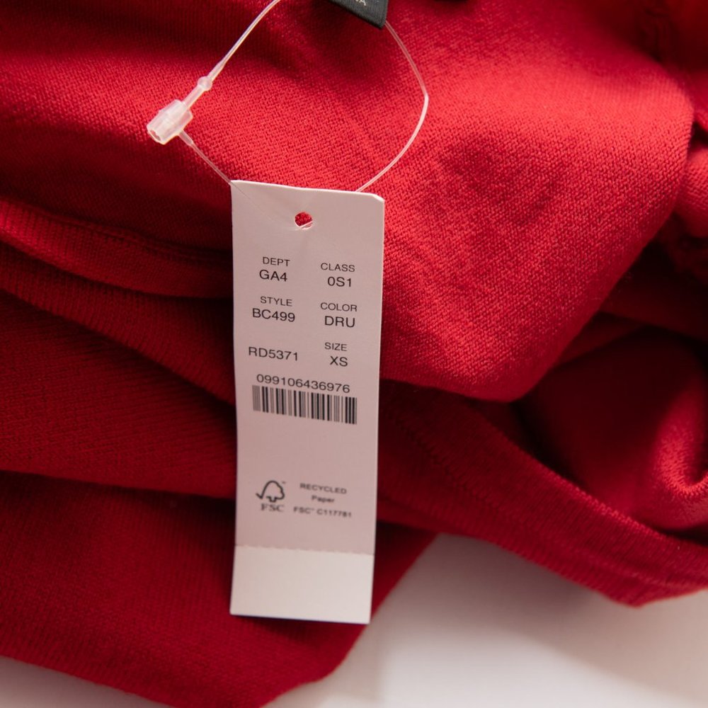 J. Crew Merino Wool Sweater Dress Twist Back Midi Long Sleeve Red Size XS New - Picture 5 of 6